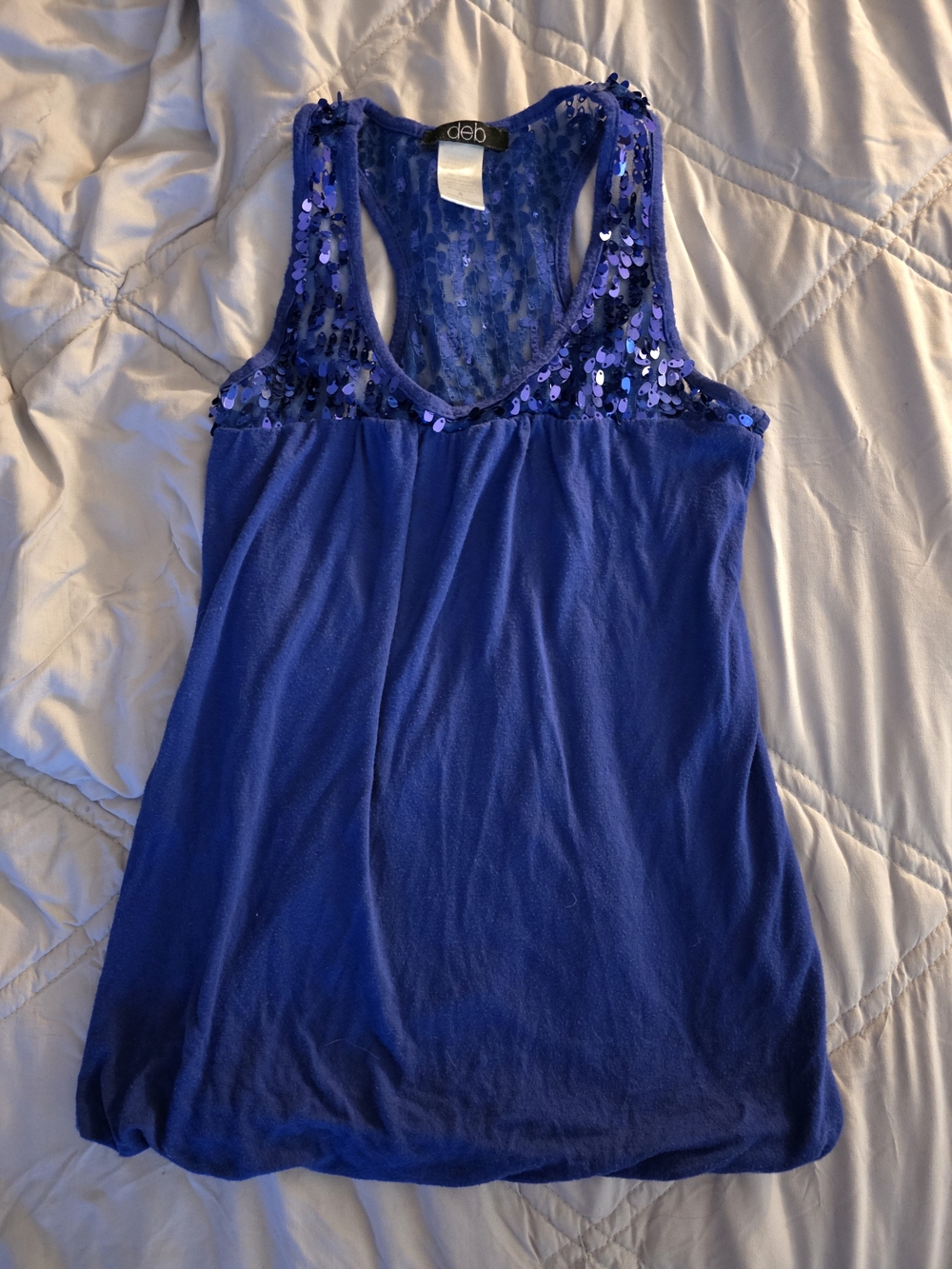 deb Royal Blue Sequin Racerback Tank Top